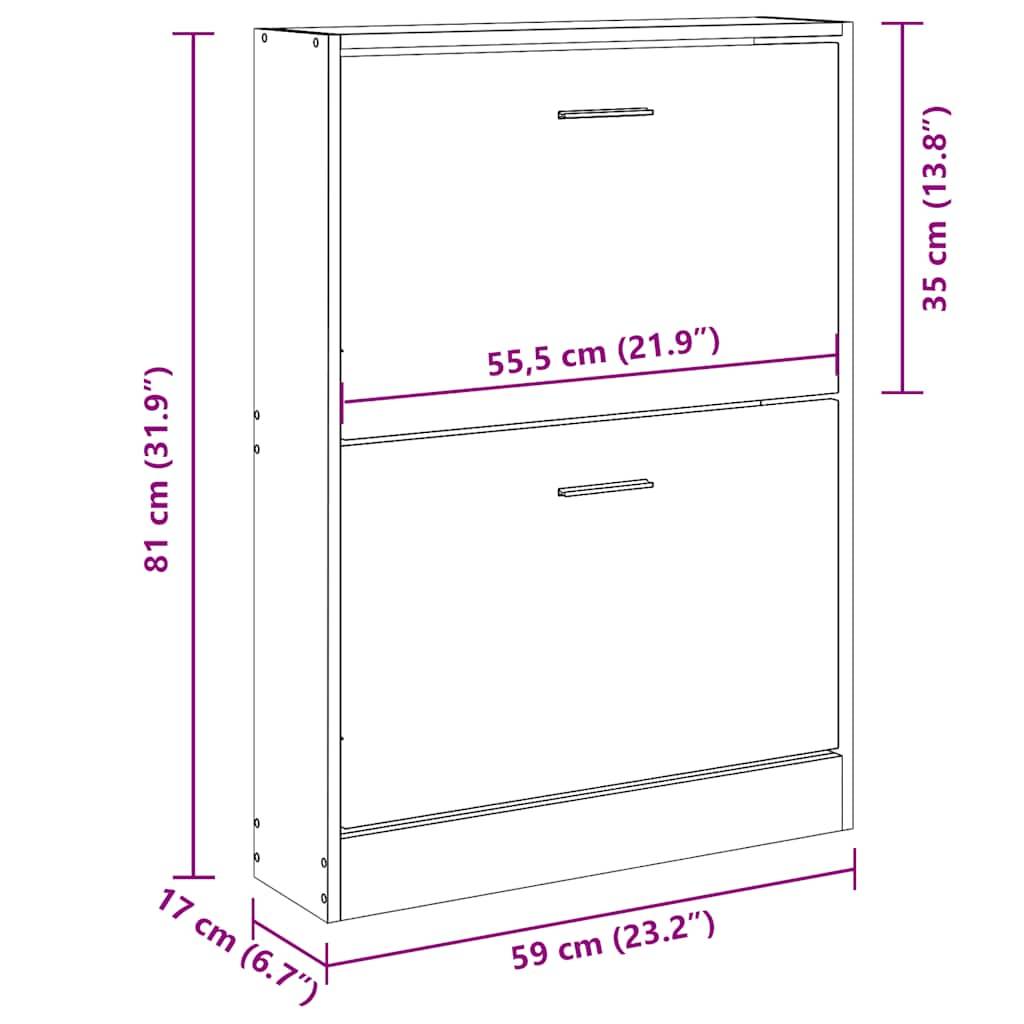 vidaXL Schuhschrank Schwarz 59x17x81 cm Holzwerkstoff