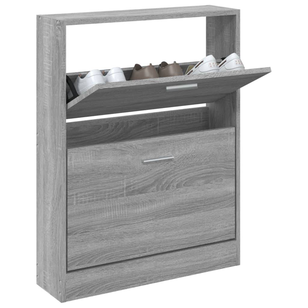 vidaXL Schuhschrank Grau Sonoma 59x17x81 cm Holzwerkstoff