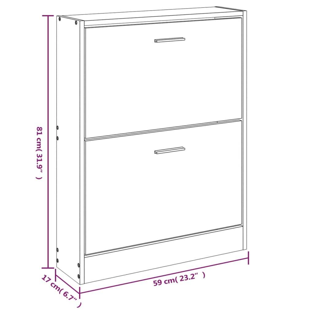 vidaXL Schuhschrank Grau Sonoma 59x17x81 cm Holzwerkstoff