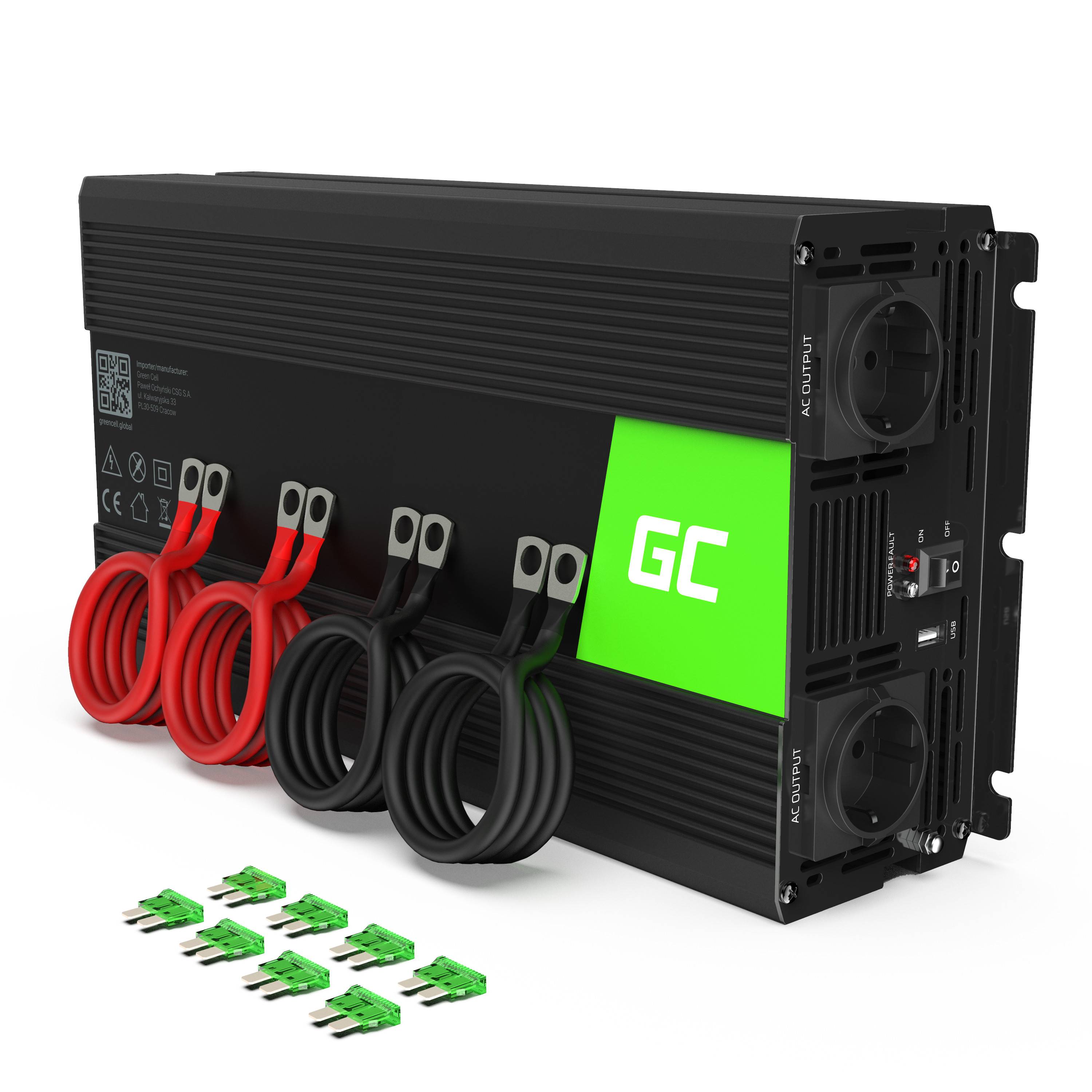Green Cell Car Voltage Inverter - 24V to 230V - 3000W