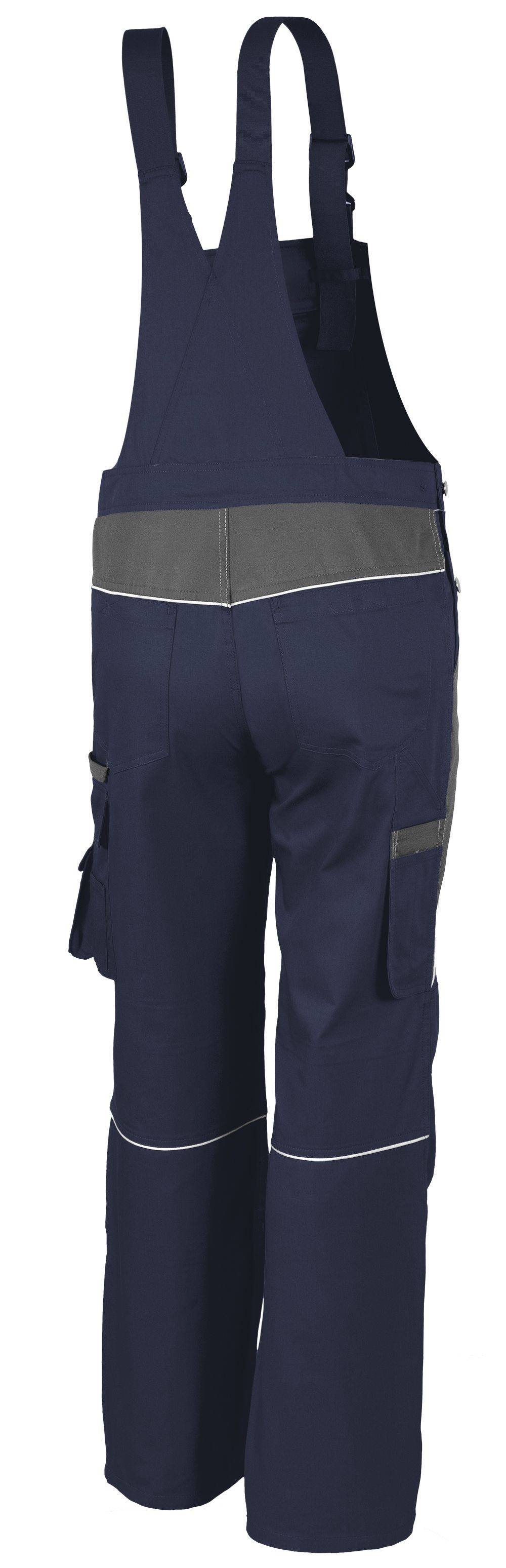 Qualitex Arbeitshose 'PRO' in marine/grau, Größe: 42 - Latzhose MG 245 g - Blaumann für PROfessionals