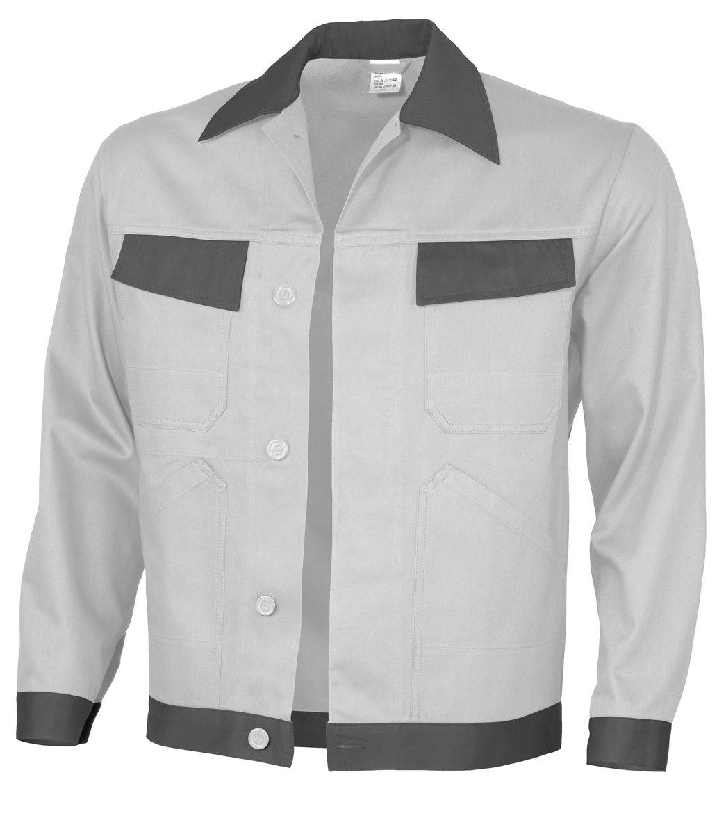 Qualitex Arbeitsjacke 'basic 2-farbig' in weiss/grau, Größe: 48 - Bundjacke BW 240 g - standard Werkstattjacke
