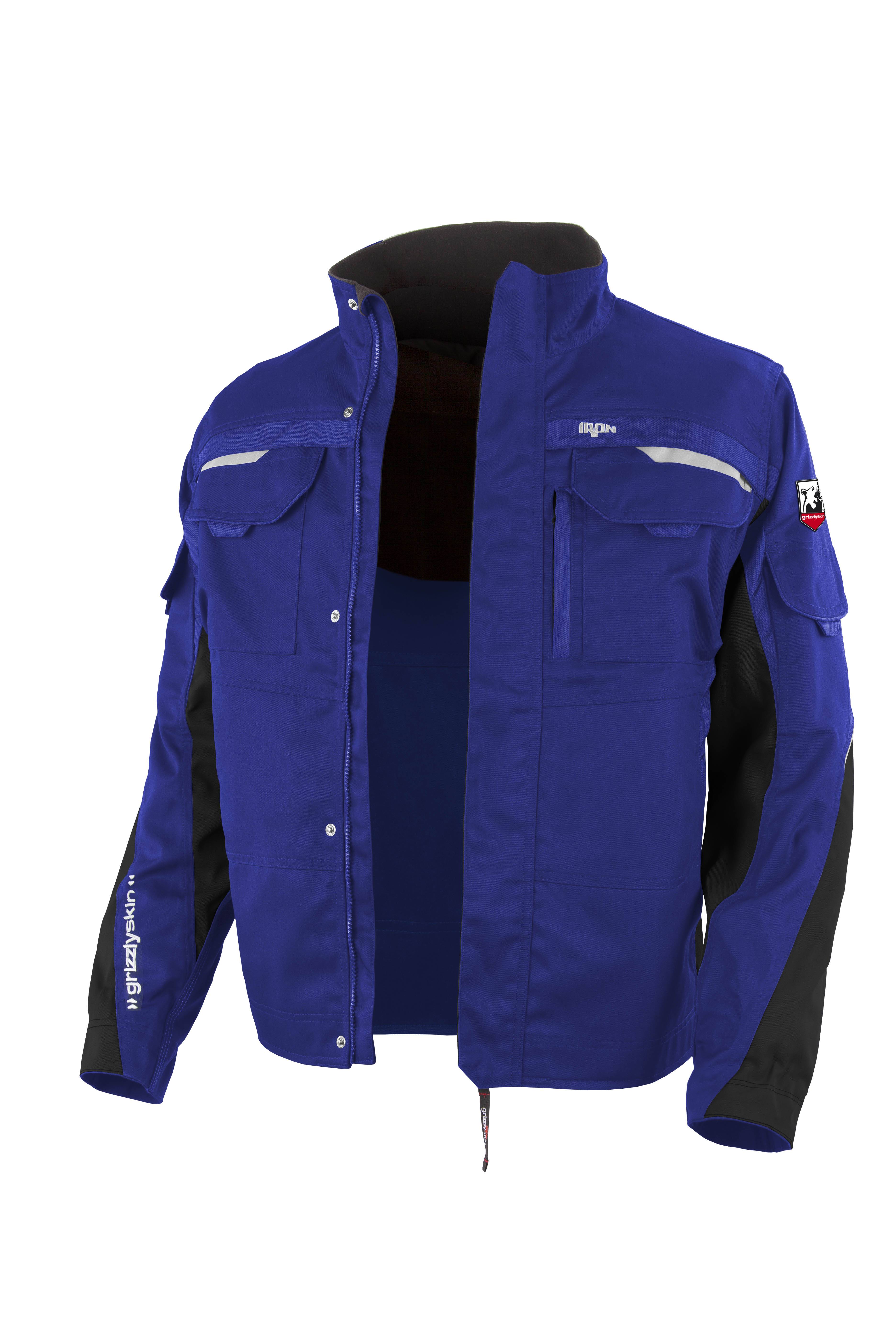 Qualitex Arbeitsjacke 'IRON' in kornblau/schwarz, Größe: S - moderne Bundjacke - funktionale Werkstattjacke