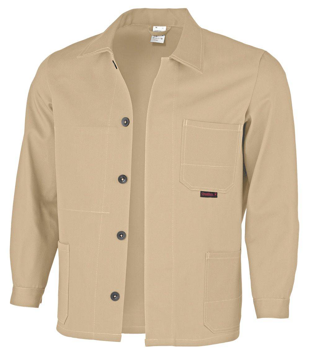 Qualitex Arbeitsjacke 'favorit' in khaki, Größe: 62 - Langjacke BW 320 g strapazierfähige Werkstattjacke