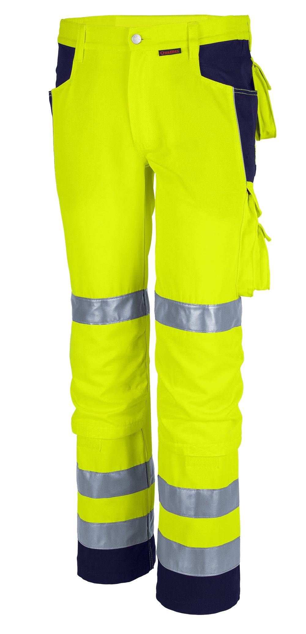 Qualitex Arbeitshose 'PRO Warnschutz' in warngelb/marine, Größe: 46 - Bundhose - Warnschutz für PROfessionals