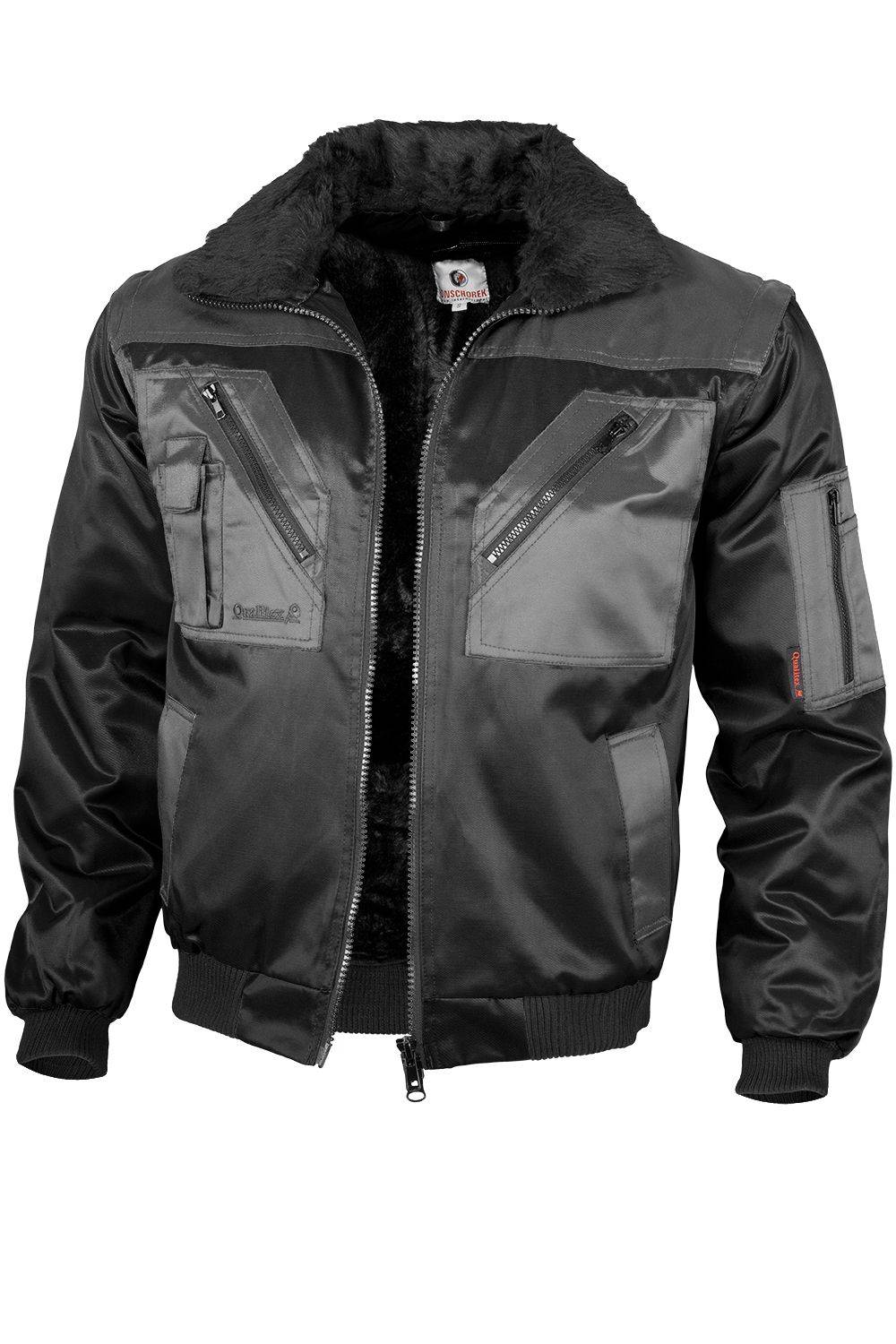 Qualitex Arbeitsjacke 'zweifarbig' in schwarz/grau, Größe: XXL - modische Pilotenjacke - ideale Übergangsjacke