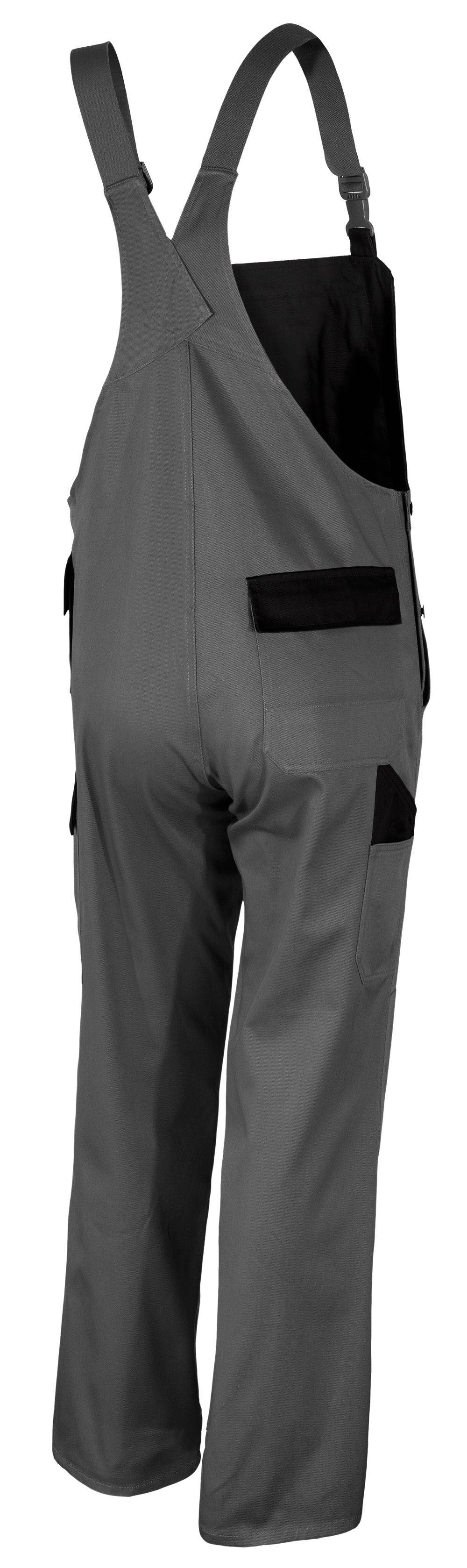 Qualitex Arbeitshose 'image' in mittelgrau/schwarz, Größe: 60 - Latzhose MG 300 g - stylische Blaummann