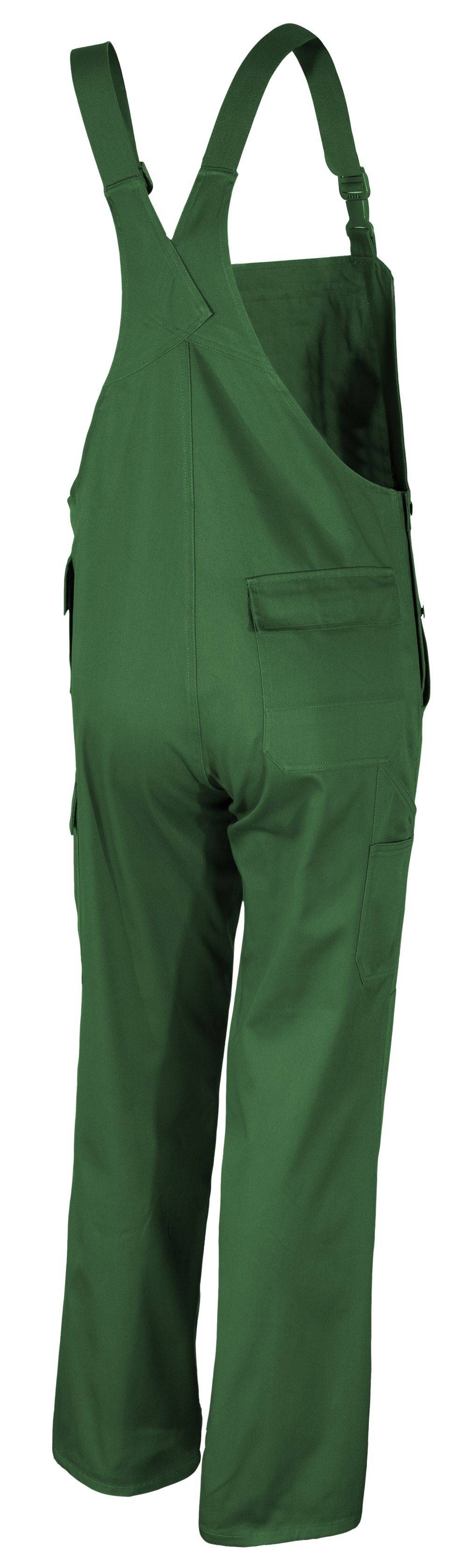 Qualitex Arbeitshose 'comfort' in grün, Größe: 106 - Latzhose MG 300 g - komfortable Blaummann