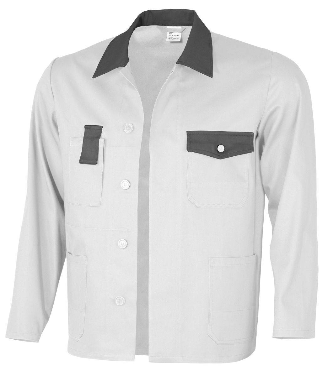 Qualitex Arbeitsjacke 'basic 2-farbig' in weiss/grau, Größe: 94 - Bundjacke BW 240 g - standard Werkstattjacke