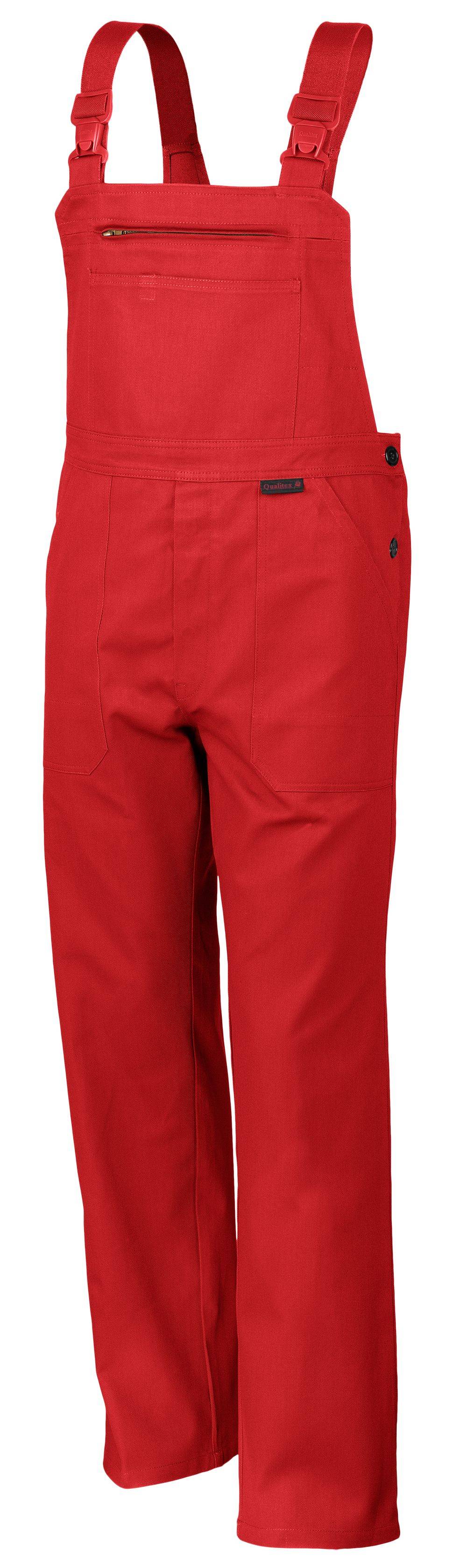Qualitex Arbeitshose 'classic' in feuerrot, Größe: 58 - Latzhose BW 270 g - klassischer Blaumann