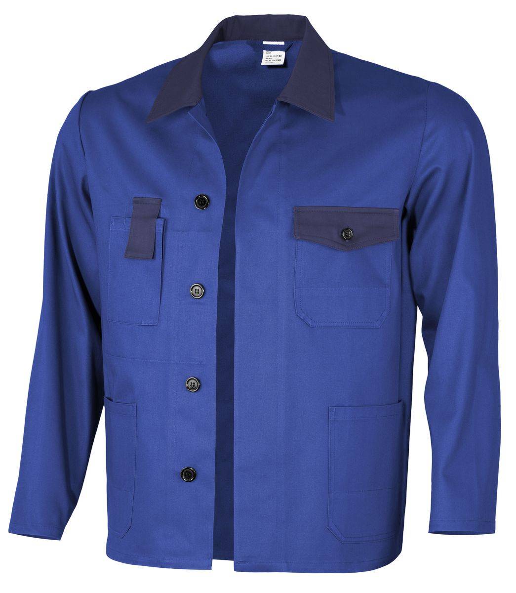 Qualitex Arbeitsjacke 'basic 2-farbig' in kornblau/marine, Größe: 64 - Bundjacke BW 240 g - standard Werkstattjacke