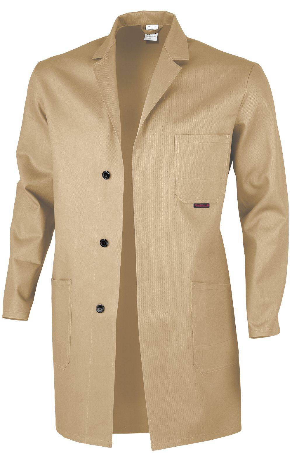 Qualitex Arbeitsjacke 'classic' in khaki, Größe: 64 - Berufsmantel BW 270 g - klassischer Laborkittel