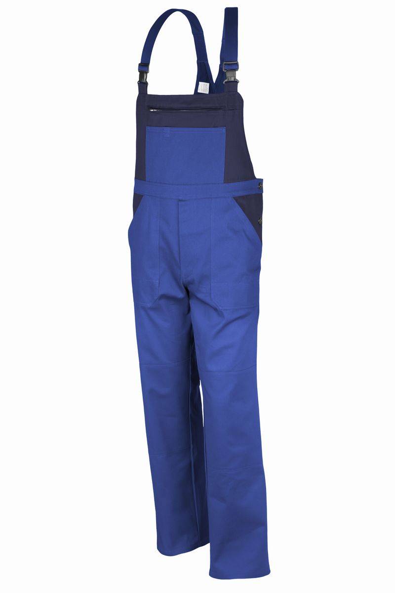 Qualitex Arbeitshose 'basic 2-farbig' in kornblau/marine, Größe: 46 - Latzhose BW 240 g - standard Blaumann