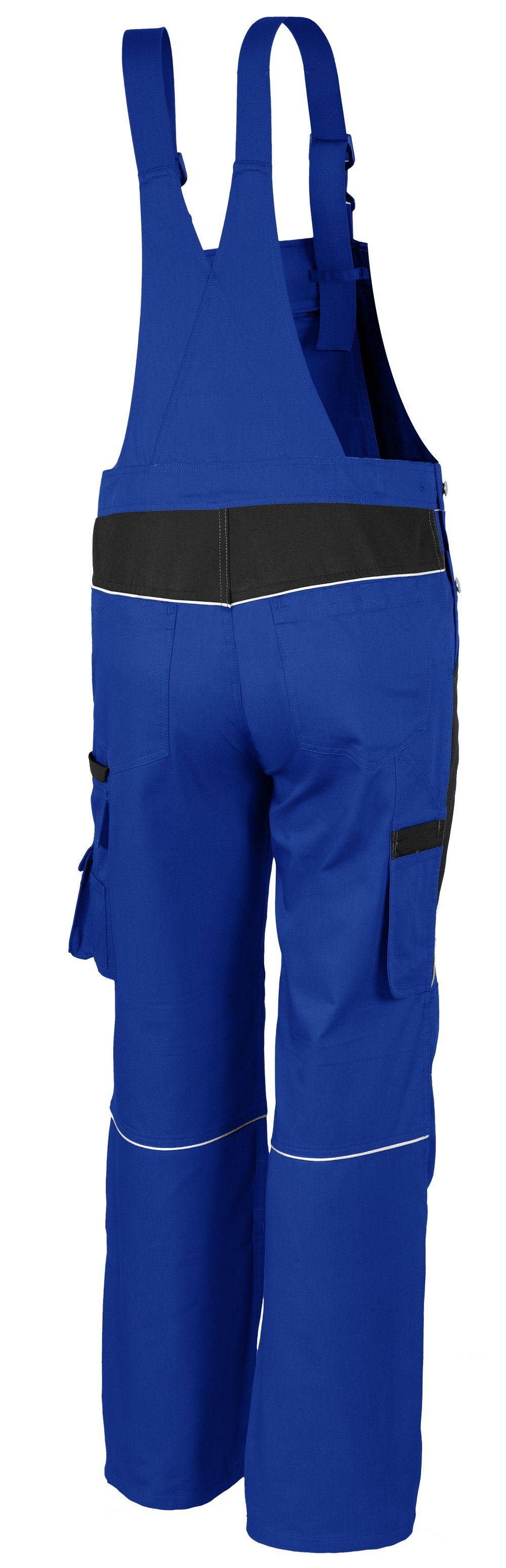 Qualitex Arbeitshose 'PRO' in kornblau/schwarz, Größe: 68 - Latzhose MG 245 g - Blaumann für PROfessionals