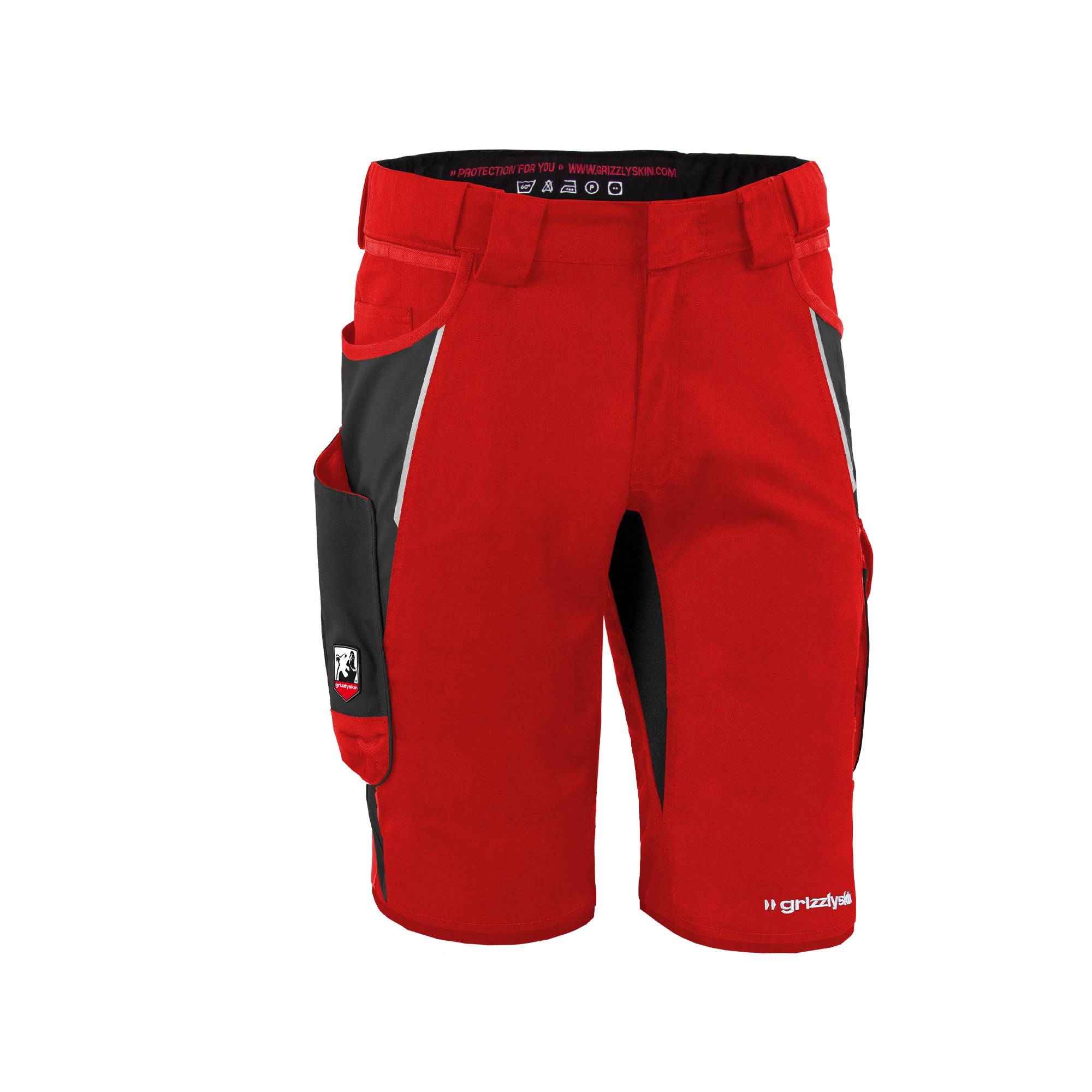 Qualitex Arbeitsshorts 'IRON' in rot/schwarz, Größe: 76 - modern kurze Arbeitshose - funktional-erweiterbar