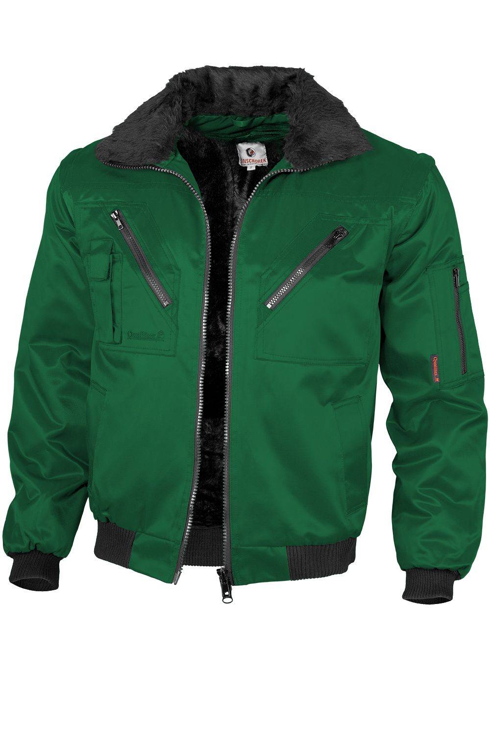 Qualitex Arbeitsjacke 'einfarbig' in grün, Größe: 4XL - klassische Pilotenjacke - ideale Übergangsjacke