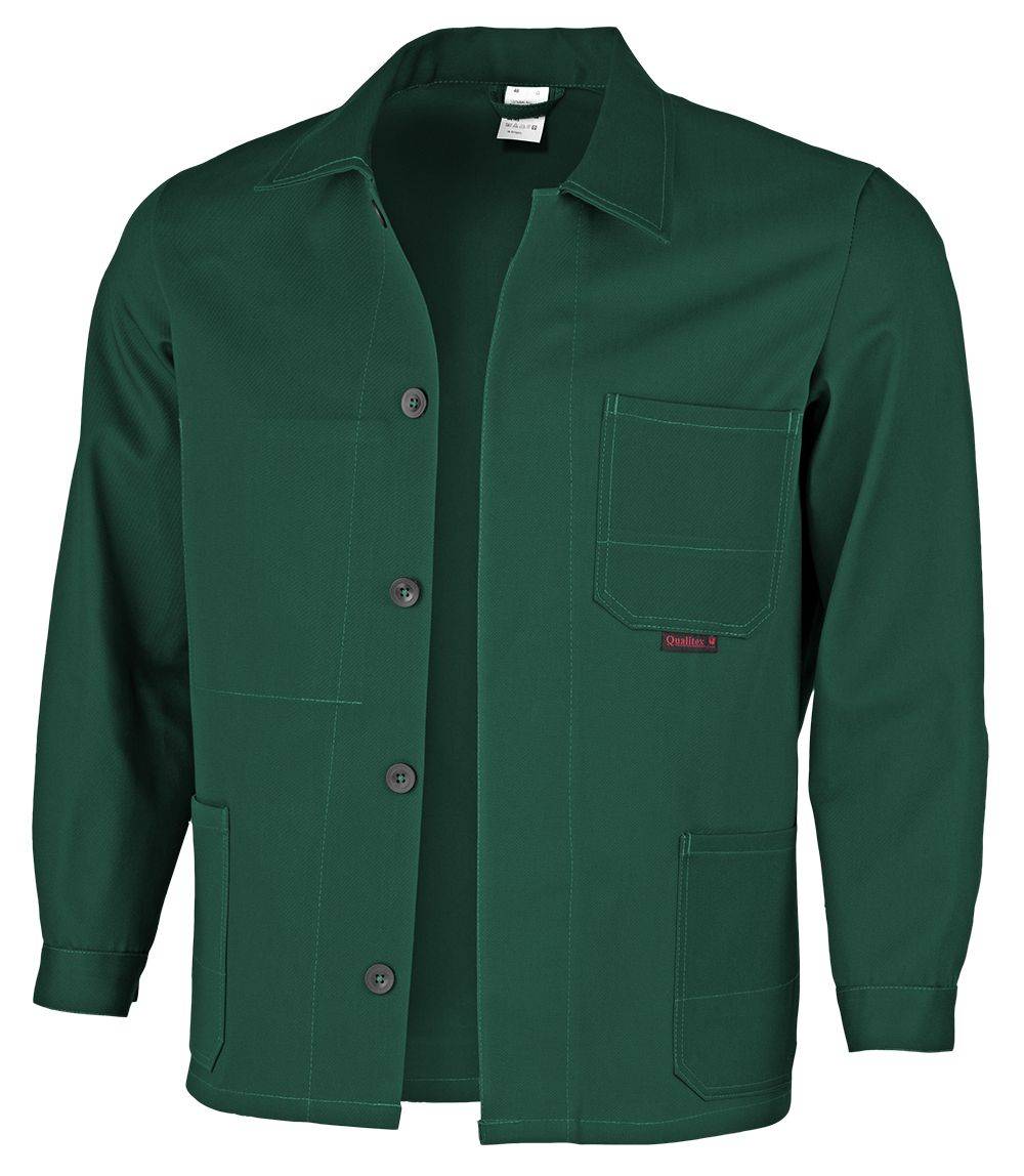 Qualitex Arbeitsjacke 'favorit' in grün, Größe: 42 - Langjacke BW 320 g strapazierfähige Werkstattjacke