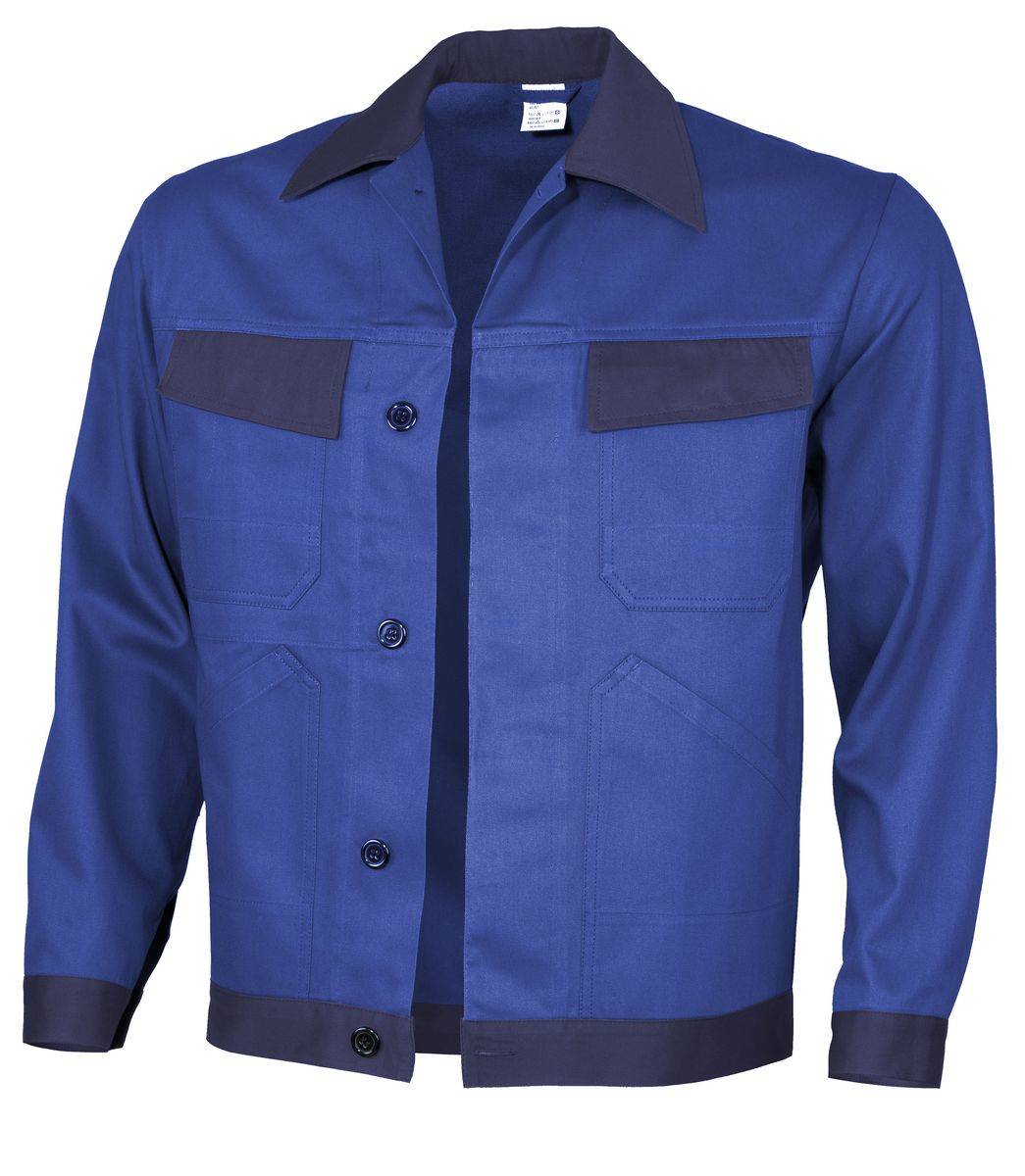 Qualitex Arbeitsjacke 'basic 2-farbig' in kornblau/marine, Größe: 106 - Bundjacke BW 240 g - standard Werkstattjacke