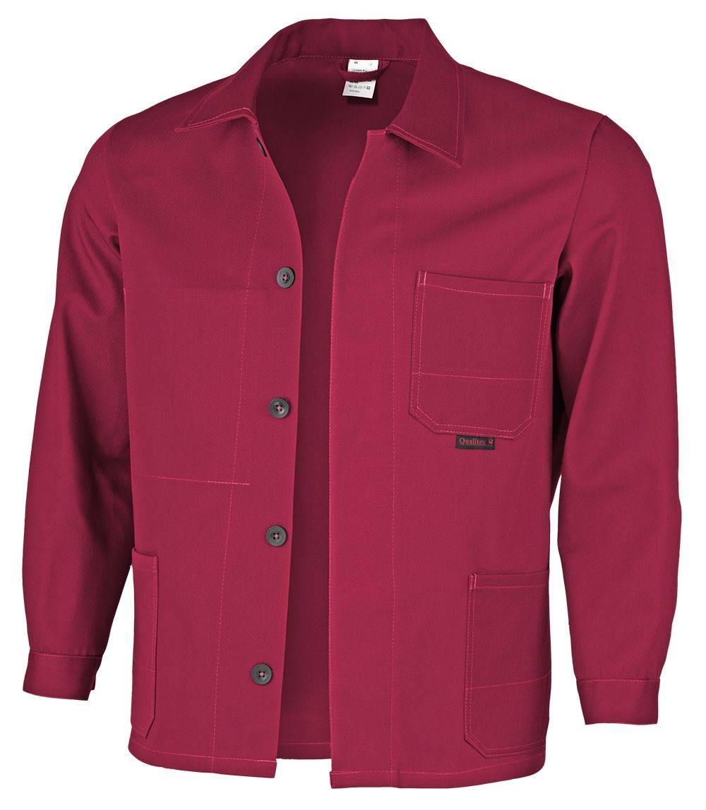 Qualitex Arbeitsjacke 'favorit' in rot, Größe: 44 - Langjacke BW 320 g strapazierfähige Werkstattjacke