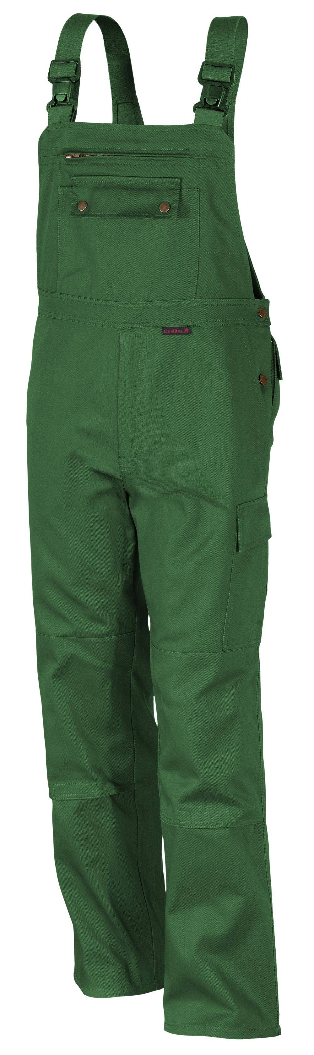 Qualitex Arbeitshose 'comfort' in grün, Größe: 56 - Latzhose MG 300 g - komfortable Blaummann