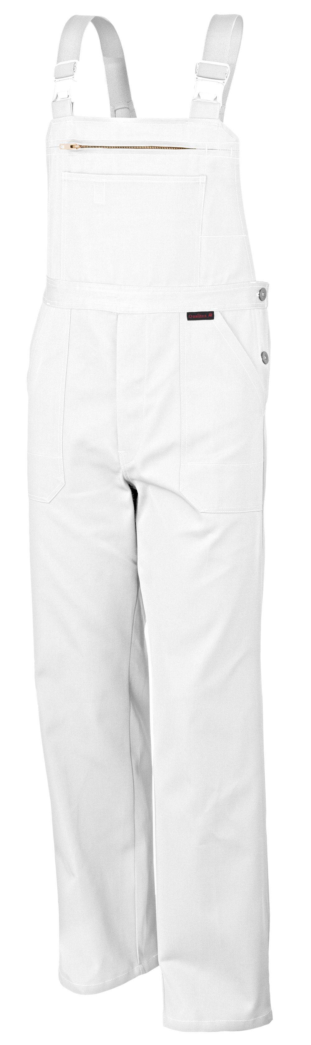 Qualitex Arbeitshose 'favorit' in weiß, Größe: 58 - Latzhose BW 320 g - strapazierfähiger Blaumann