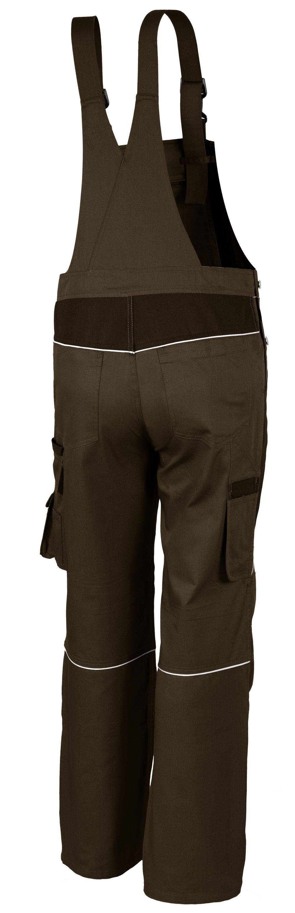 Qualitex Arbeitshose 'PRO' in haselnuss/kastanie, Größe: 42 - Latzhose MG 245 g - Blaumann für PROfessionals