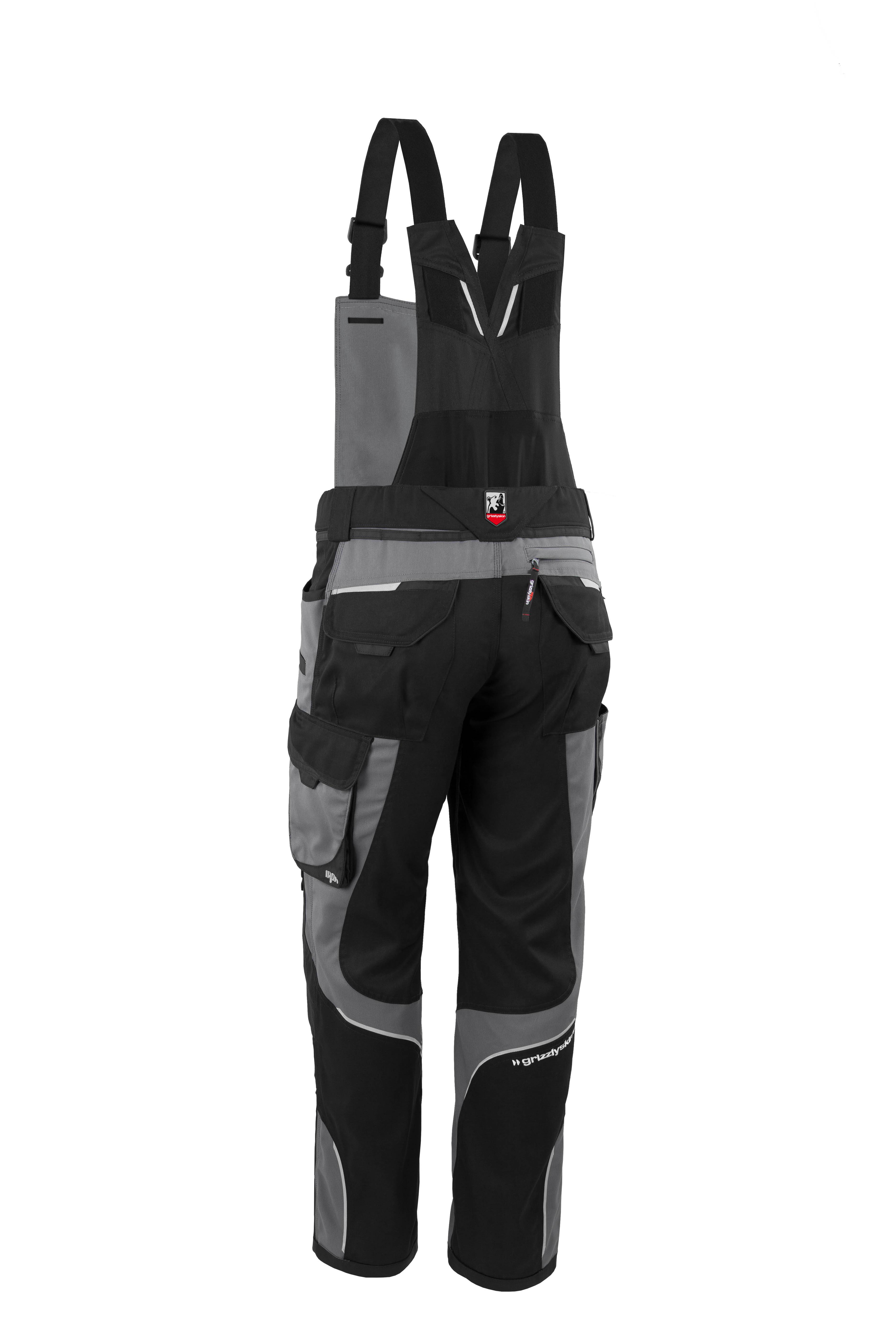 Qualitex Arbeitshose 'IRON' in schwarz/grau, Größe: 29 - moderne Latzhose - funktionaler Blaumann