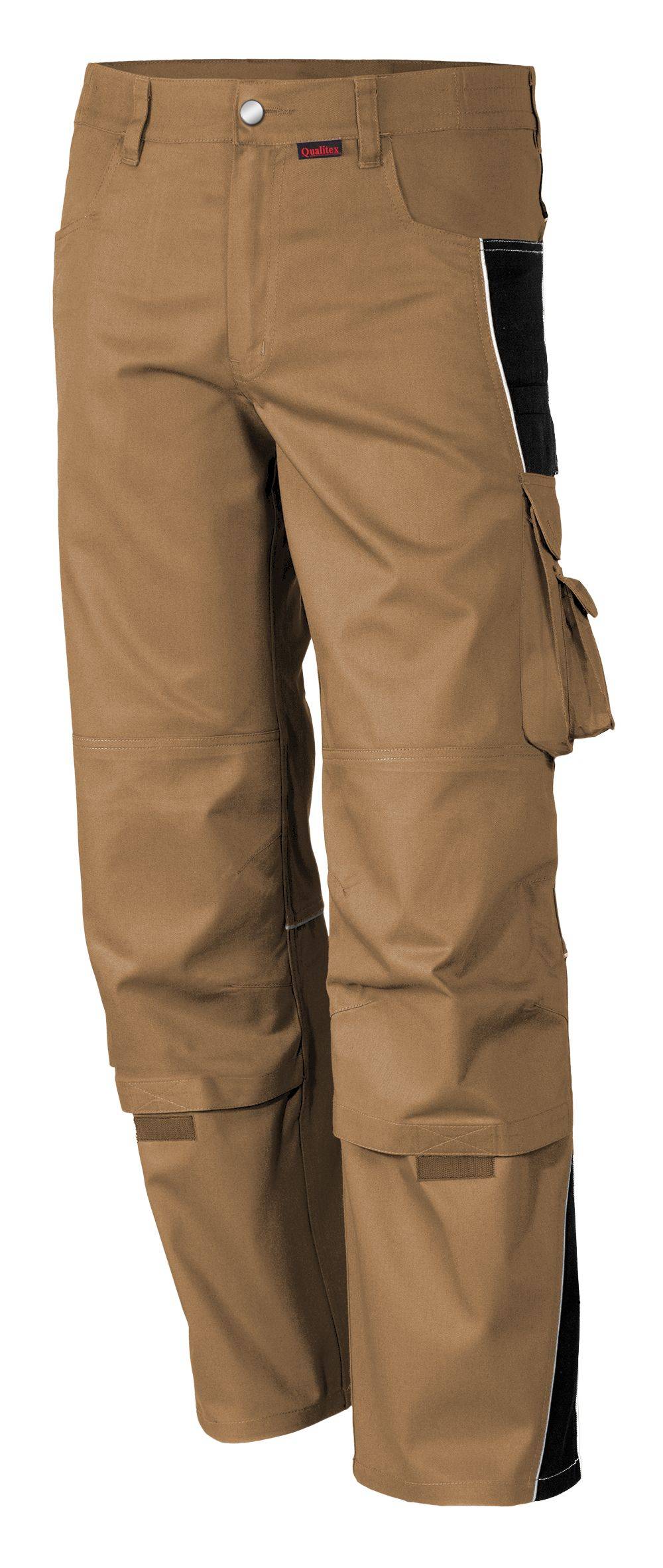 Qualitex Arbeitshose 'PRO' in khaki/schwarz, Größe: 24 - Bundhose MG 245 g - PROfessionals-Werkstatthose