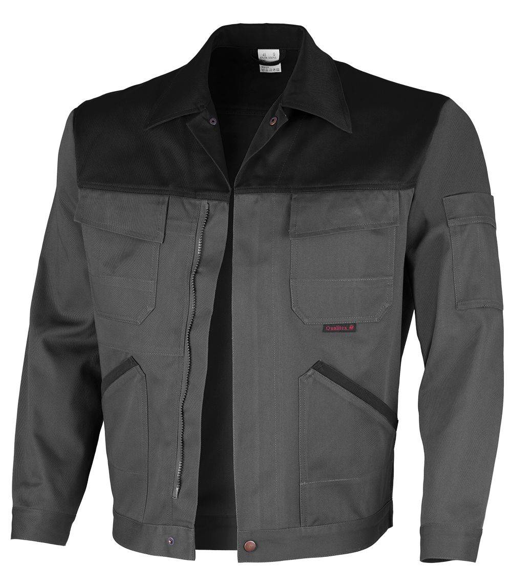 Qualitex Arbeitsjacke 'image' in mittelgrau/schwarz, Größe: 58 - Bundjacke MG 300 g - stylische Werkstattjacke