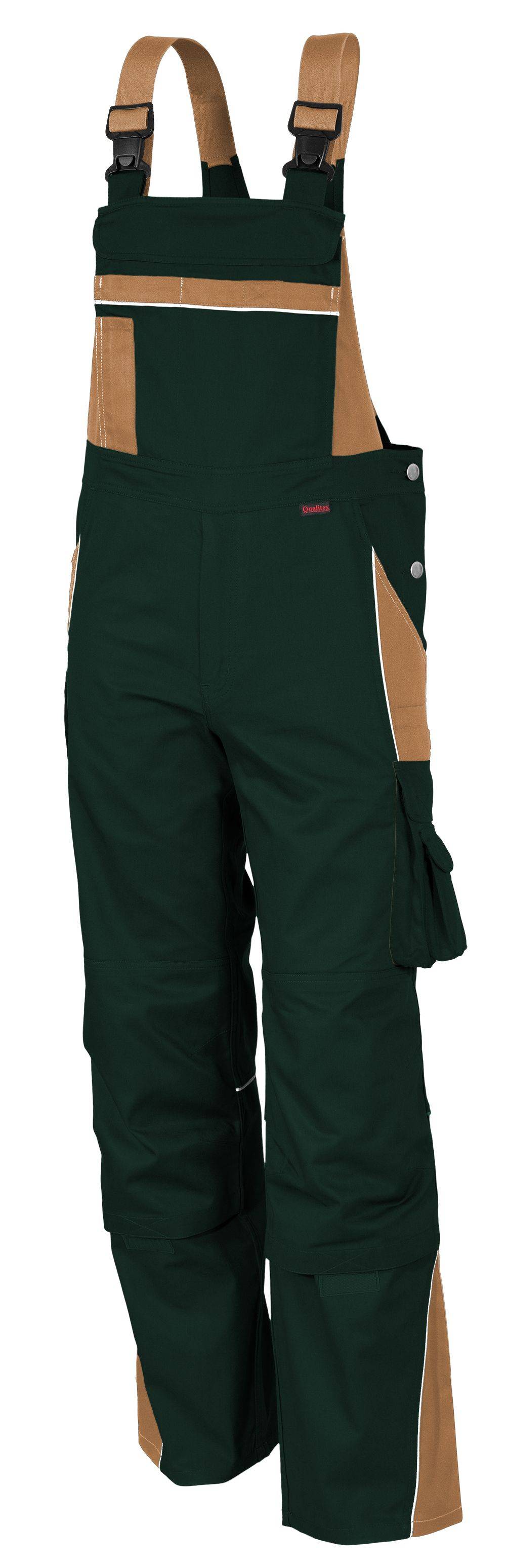 Qualitex Arbeitshose 'PRO' in oliv/khaki, Größe: 66 - Latzhose MG 245 g - Blaumann für PROfessionals