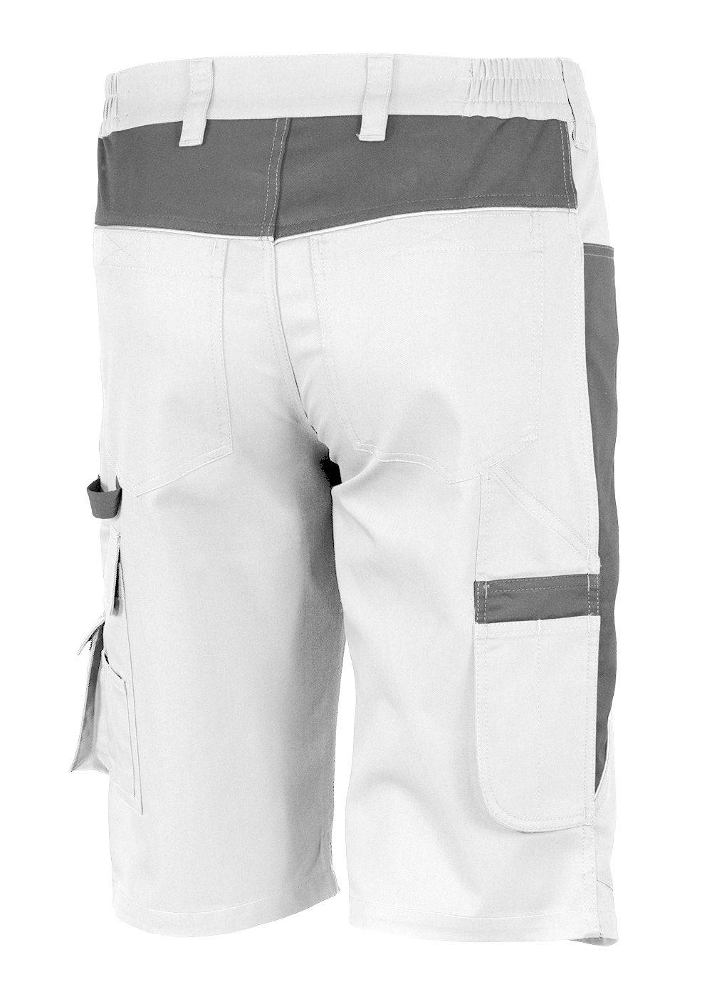 Qualitex Arbeitsshorts 'PRO' in weiß/grau, Größe: 56 - kurze Arbeitshose MG 245 g - für PROfessionals