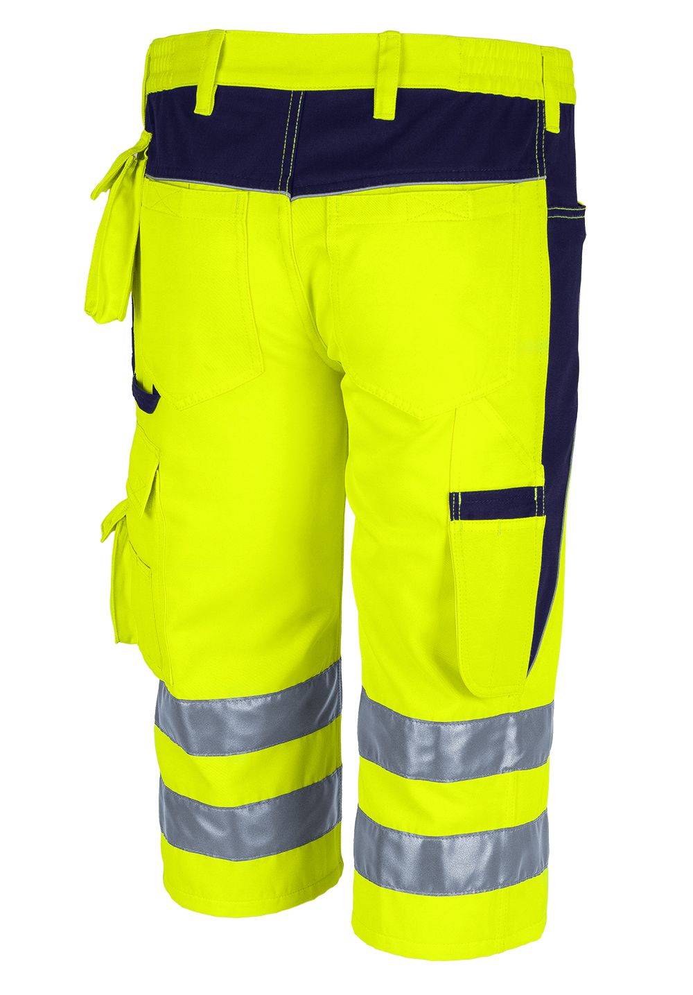 Qualitex Arbeitsshorts PRO Warnschutz in warngelb/marine, Größe: 56 - kurze Arbeitshose - Warnschutz für PROfessionals
