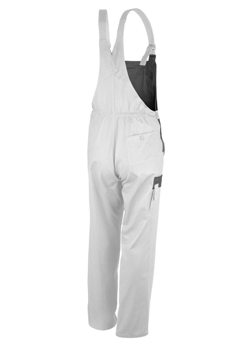 Qualitex Arbeitshose 'basic 2-farbig' in weiss/grau, Größe: 56 - Latzhose BW 240 g - standard Blaumann