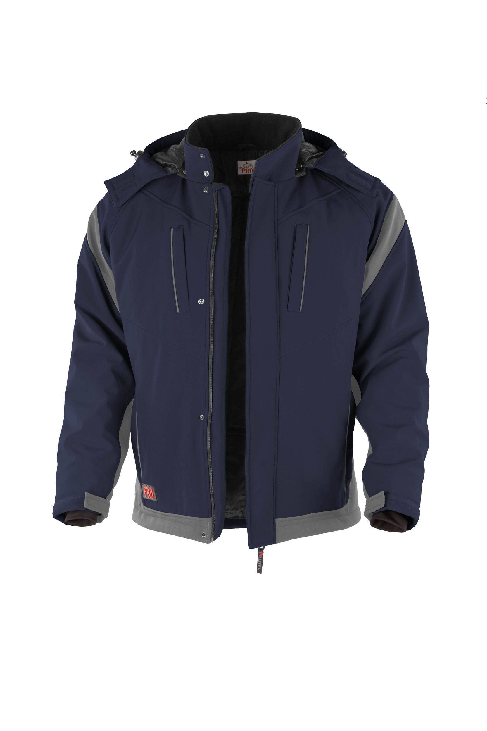 Qualitex Arbeitsjacke 'PRO' in marine/grau, Größe: 4XL - wetterfeste Winterjacke - Softshelljacke