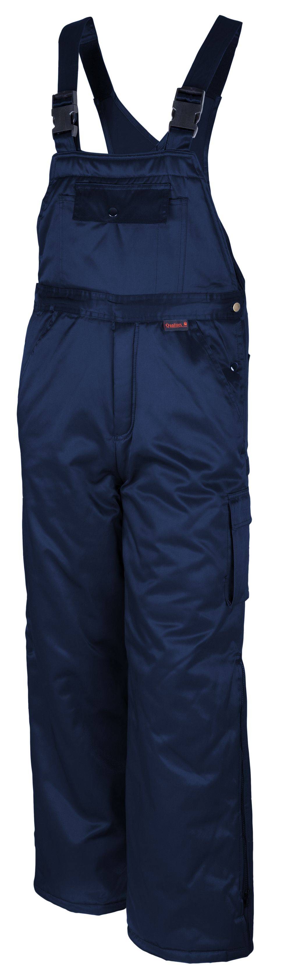 Qualitex Arbeitshose 'Winterlatzhose' in marine, Größe: M - gefütterte Latzhose - winterfester Blaumann