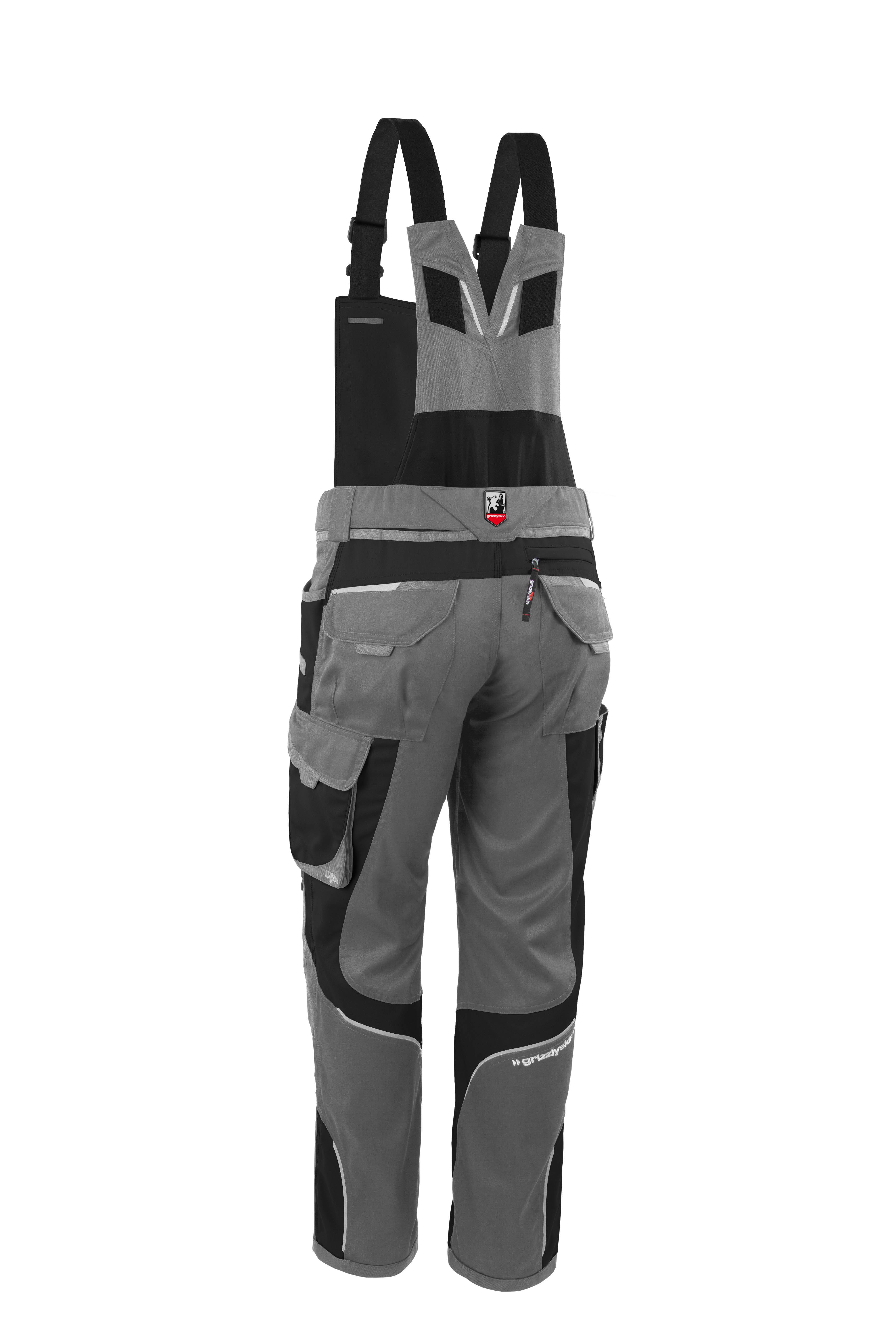 Qualitex Arbeitshose 'IRON' in grau/schwarz, Größe: 130 - moderne Latzhose - funktionaler Blaumann