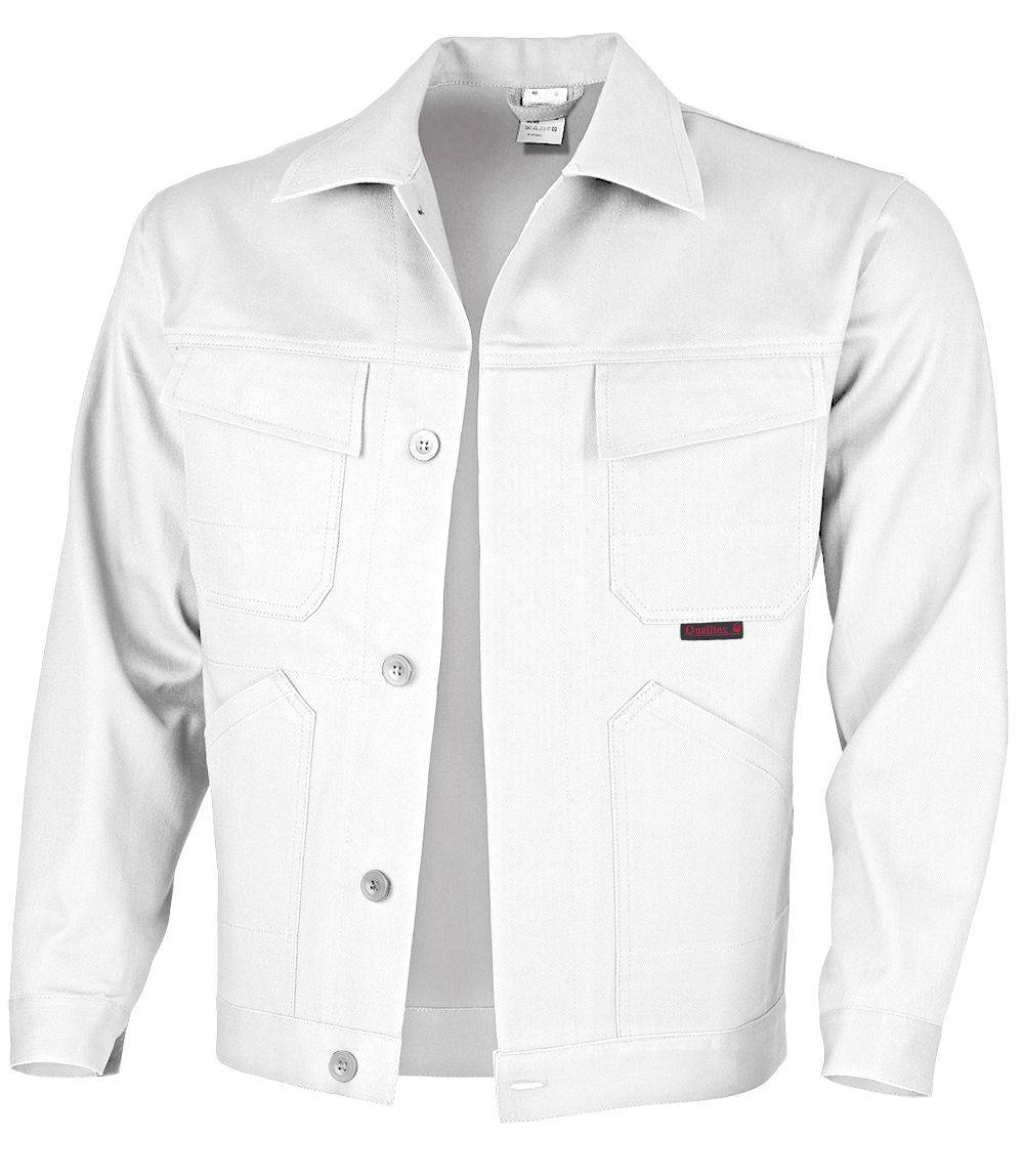 Qualitex Arbeitsjacke 'favorit' in weiß, Größe: 90 - Bundjacke BW 320 g strapazierfähige Werkstattjacke