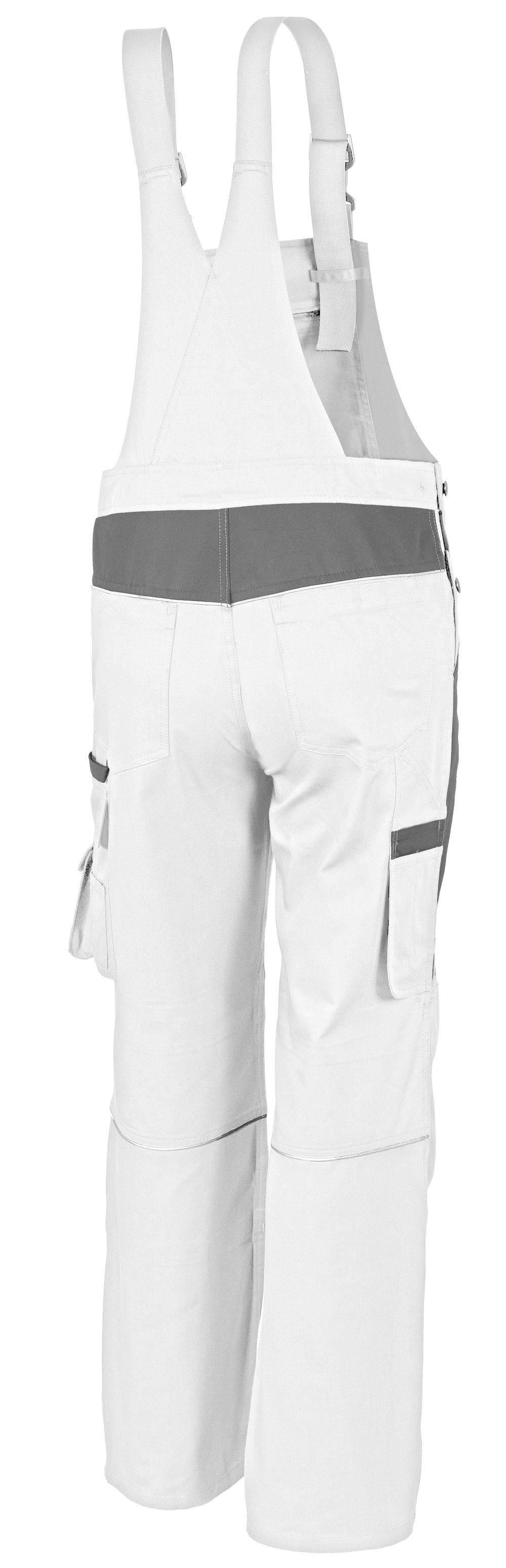 Qualitex Arbeitshose 'PRO' in weiß/grau, Größe: 110 - Latzhose MG 245 g - Blaumann für PROfessionals