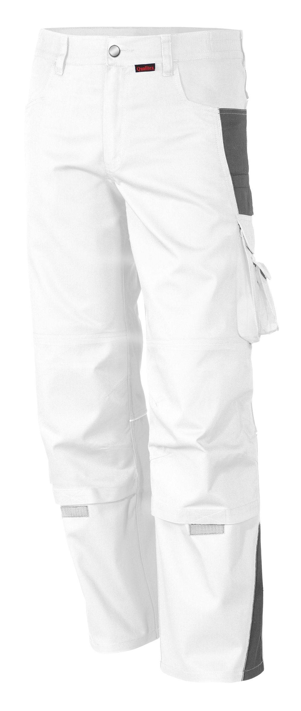Qualitex Arbeitshose 'PRO' in weiß/grau, Größe: 70 - Bundhose MG 245 g - PROfessionals-Werkstatthose