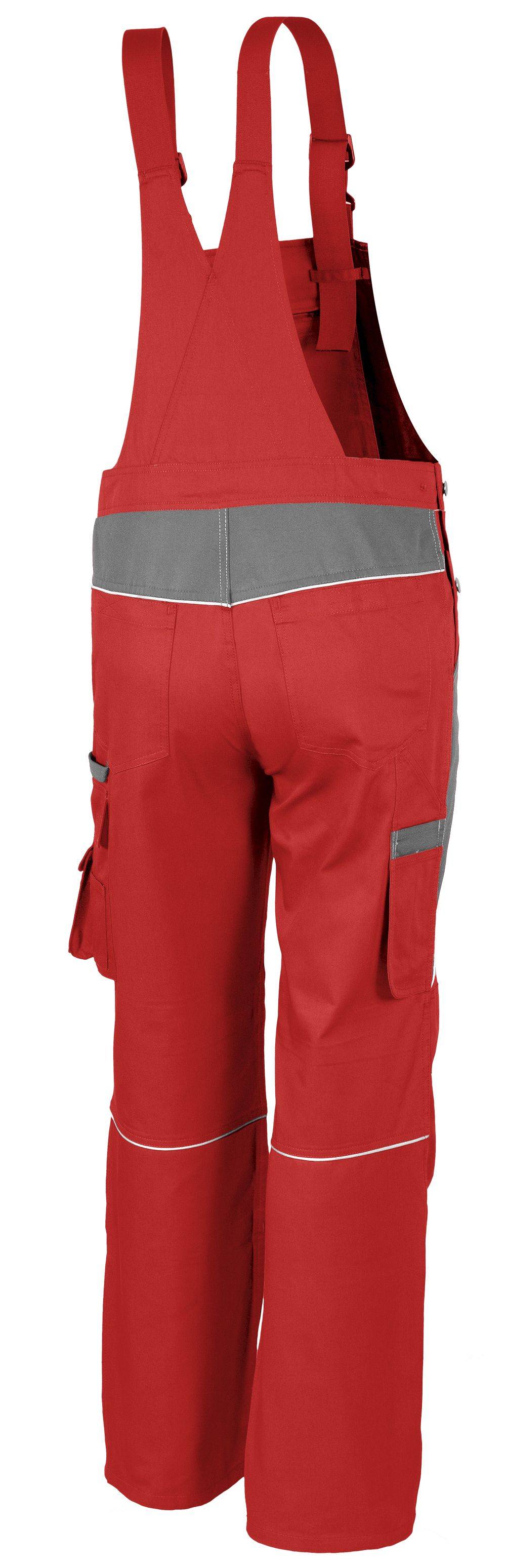 Qualitex Arbeitshose 'PRO' in rot/grau, Größe: 110 - Latzhose MG 245 g - Blaumann für PROfessionals