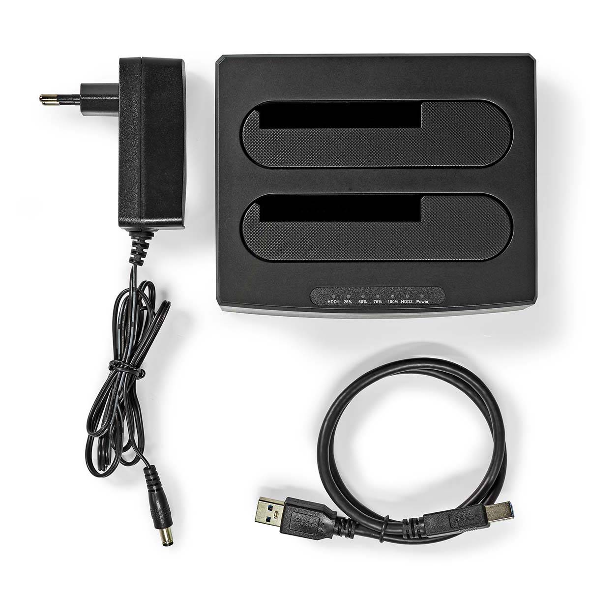 Nedis HDDUDB3210BK, HDD, SSD, SATA, Serial ATA II, Serial ATA III, 2.5,3.5", 8 TB, USB 3.2 Gen 1