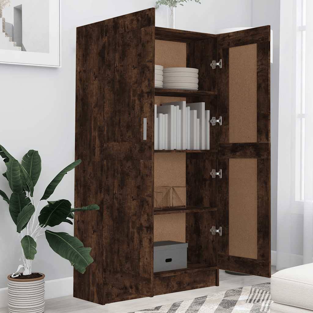 vidaXL Bücherschrank Räuchereiche 82,5x30,5x150 cm Holzwerkstoff