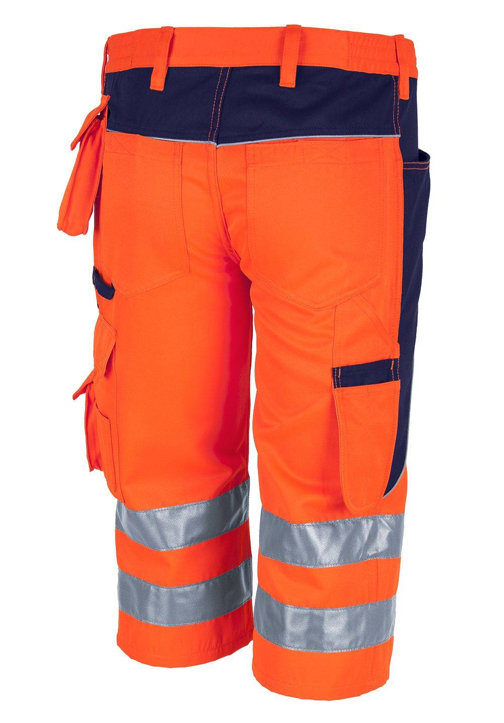 Qualitex Arbeitsshorts PRO Warnschutz in warnorange/marine, Größe: 48 - kurze Arbeitshose - Warnschutz für PROfessionals