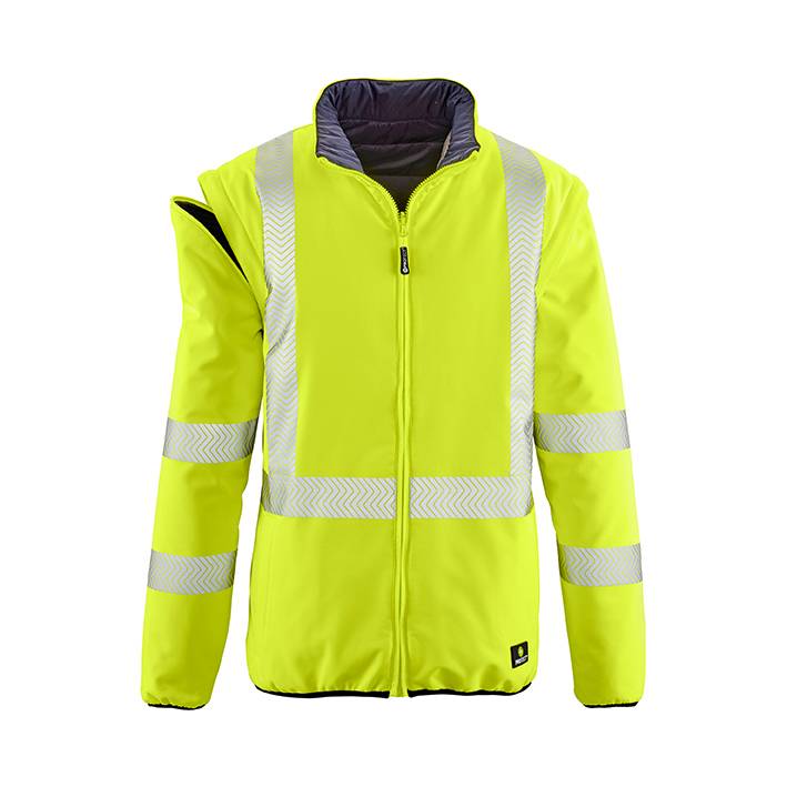 BIG-4-Protect-Workwear, Arbeits-Warnschutz-Jacke, Warn-Wetterschutz-Jacke, Reno, leuchtgelb