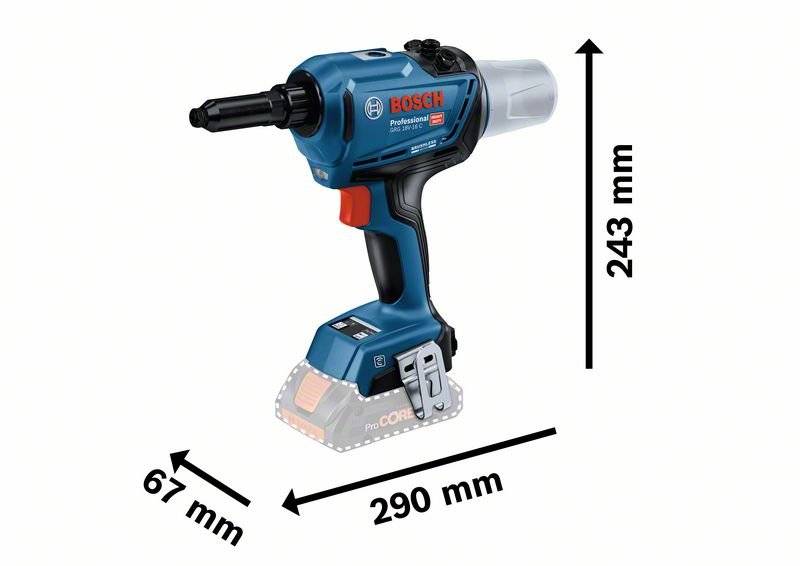 Bosch Professional GRG 18V-16 C solo 0.601.9K5.002 Akku-Nagler bürstenlos, ohne Akku, ohne Ladegerät, inkl. Koffer