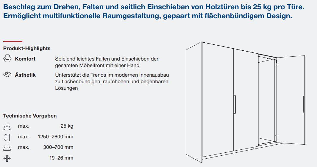 Hawa Folding Concepta 25, links, Aluminium, eloxiert, für 1 Falttür-Paar