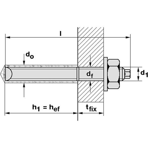 Ankerstange ASTA nicht rostender Stahl R 007847 Typ ASTA M 12 x 160 R ETA x min. Verankerungstiefe 110 (hef) mm Bohr-Ø 1