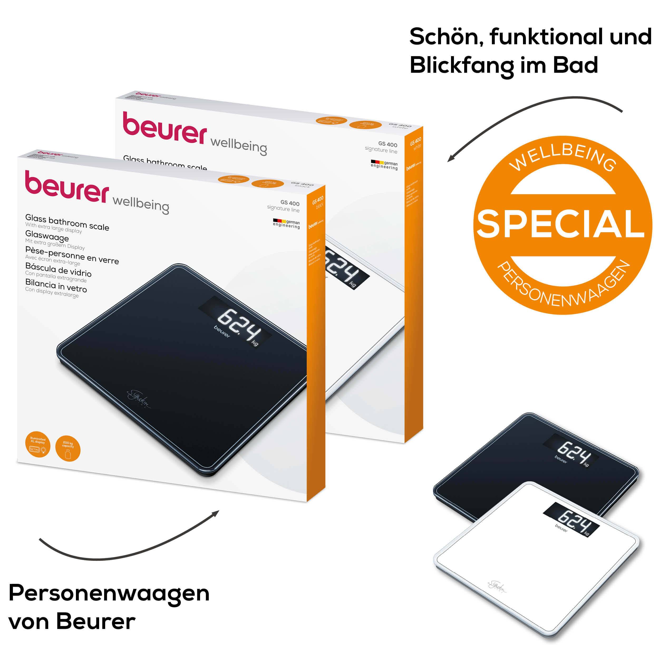 Beurer GS 400 Signature Line Digitale Personenwaage Wägebereich (max.)=200 kg Weiß