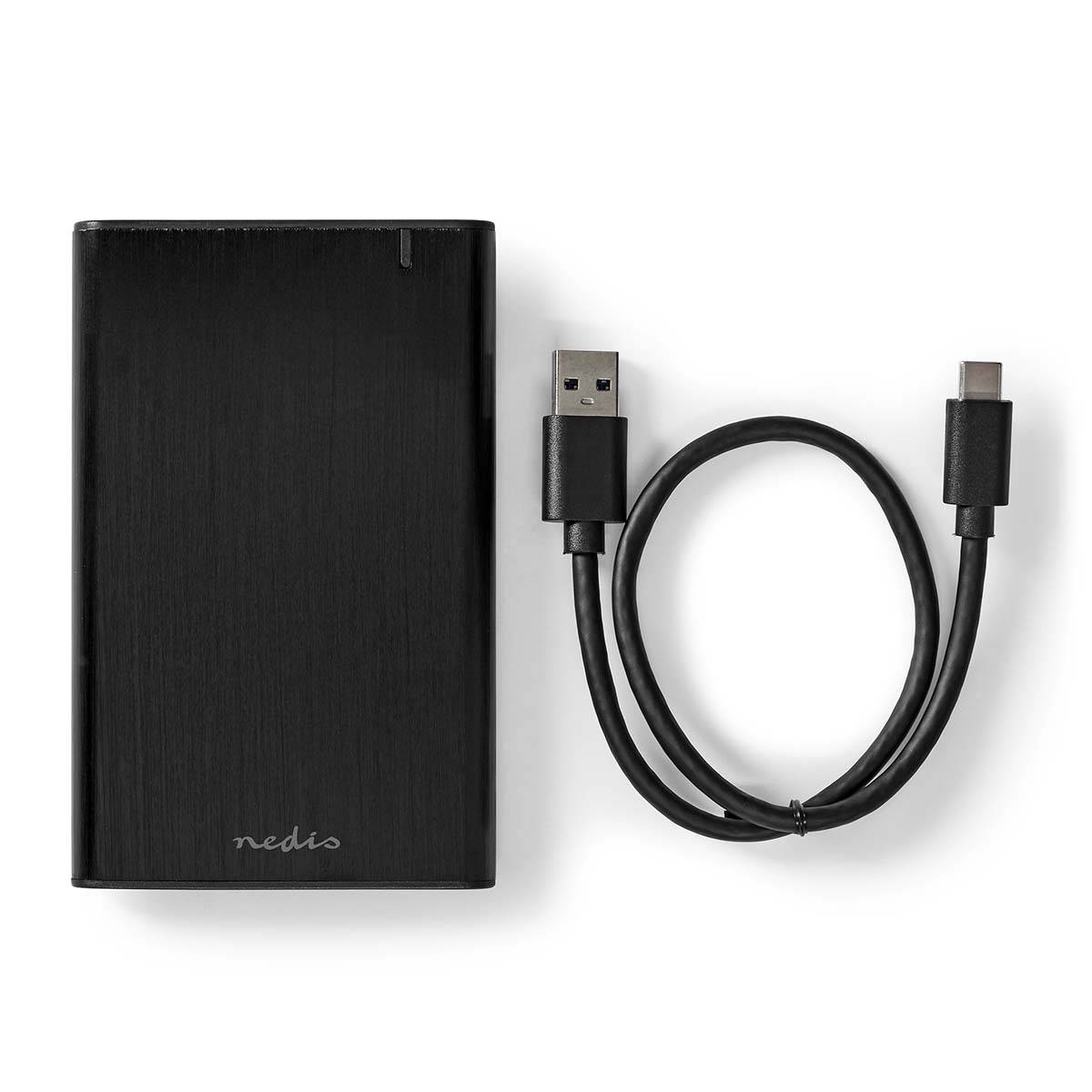 2,5" Festplattengehäuse USB 3.1 für PC inkl. Kabel Schwarz