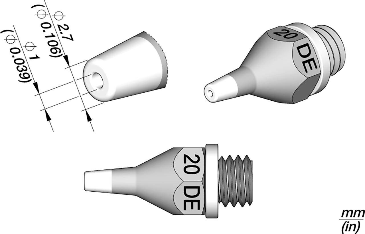 Entlötspitze für 3040000 / 75 W, CLASSIC-Serie, 20DE
